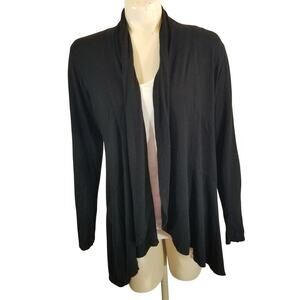 Studio Works Cardigan Sweater Handkerchief Hem Open Black Women's Sz Medium
